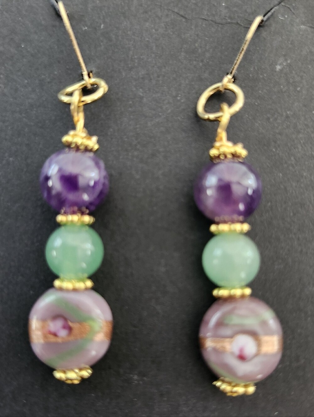 Drop Earrings Anenturine Aurora Tigers Eye Handcrafted